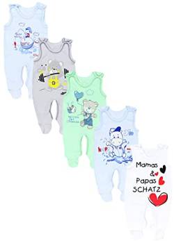 TupTam Unisex Baby Strampler mit Aufdruck 5er Set, Farbe: Junge 2, Größe: 86 von TupTam