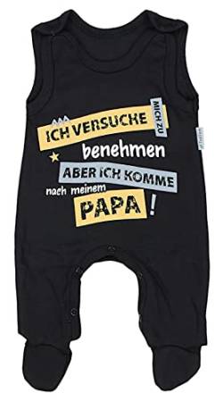 TupTam Unisex Baby Strampler mit Spruch I love Mum and Dad, Farbe: Ich versuche mich zu benehmen... / Schwarz, Größe: 56 von TupTam