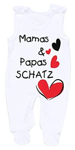 TupTam Unisex Baby Strampler mit Spruch I love Mum and Dad, Farbe: Weiß - Mamas Papas Schatz, Größe: 50 von TupTam