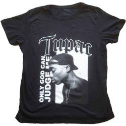 Tupac T Shirt 2PAC Only God can Judge Me offiziell Damen Boyfriend Fit Schwarz M von Tupac Shakur