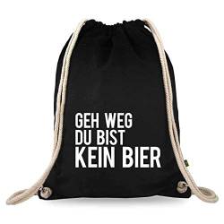 Turnbeutelliebe® Turnbeutel mit Spruch - verschiedene Designs - bedruckt - Baumwolle schwarz - Sportbeutel - Rucksack - ca. 12 Liter - 37 x 46 cm (GEH Weg du bist kein ...) von Turnbeutelliebe