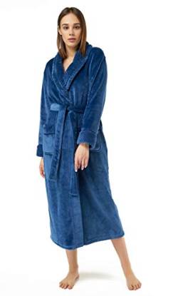 Turquaz Damen Weicher warmer Fleece-Bademantel, bequeme Robe, Mittel, Navy blau von Turquaz
