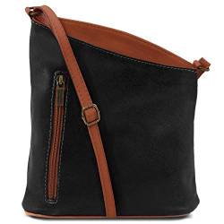 Tuscany Leather TLBag Mini Unisex-Schultertasche aus weichem Leder Schwarz von Tuscany Leather
