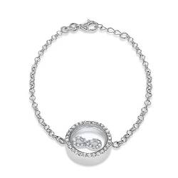 Tuscany Silver Damen Armband Rhodiniert Sterling Silber Weiß Zirkonia Schwebend Unendlichkeit Einstellbar 16.5cm.6.5zoll - 18cm/7zoll von Tuscany Silver