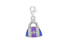 Tuscany Silver Damen Charm Sterling Silber Handtasche Blau und Lila Emaille Kristall von Tuscany Silver