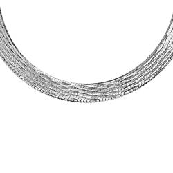 Tuscany Silver Damen-Halskette Fischgrätkette geschwungen diamantiert Sterlingsilber rhodiniert 6,8mm 43cm von Tuscany Silver
