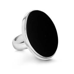 Tuscany Silver Damen Rund Onyx Ring Sterling Silber 30mm P von Tuscany Silver