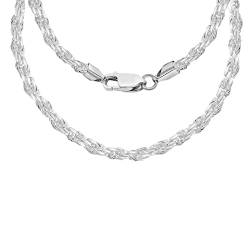 Tuscany Silver Damen Sterling Silber 4 mm Stabil Diamantschliff Seil Halskette 46 cm /18 zoll von Tuscany Silver