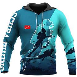 Art Herbst/Winter Tauchen 3D Gedruckt Sweatshirt Hoodie Reißverschluss Hoodie Unisex Street Pullover, blau, L von Tushja