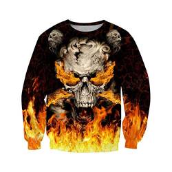Cool Skulls On Fire Art 3D Print Hoodie Man Harajuku Outwear Zipper Pullover Sweatshirt Casual Unisex Jacke Gr. L, 3D-Sweatshirt von Tushja