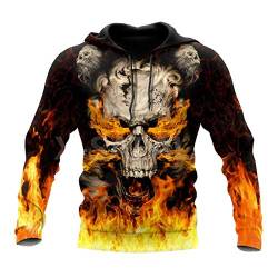 Cool Skulls On Fire Art 3D Print Hoodie Man Harajuku Outwear Zipper Pullover Sweatshirt Casual Unisex Jacke Gr. XL, 3D Hoodies von Tushja