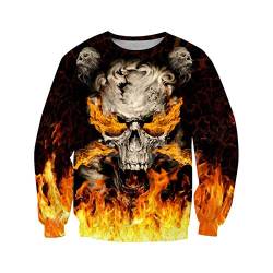 Cool Skulls On Fire Art 3D Print Hoodie Man Harajuku Outwear Zipper Pullover Sweatshirt Casual Unisex Jacke Gr. XXXXXXXL, 3D-Sweatshirt von Tushja