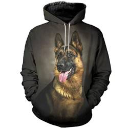 Herbst und Winter Deutscher Schäferhund, 3D-Volldruck, Männer und Frauen, Street Sport, Reißverschluss Hoodie, blau, M von Tushja