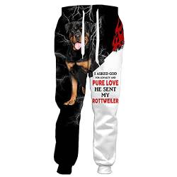 Rottweiler Sweatpant 3D Druck Hose Herren Damen Harajuku Streetwear Freizeithose Gr. 34-37, Hose 1 von Tushja