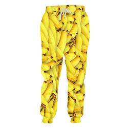 Tushja Herren Sweatpants 3D Gedruckt Kreative Obst Banane Casual Creative Man Oversized Hosen Gr. 31-35, banane von Tushja