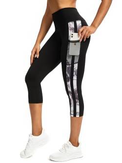 3/4 Sporthose Damen mit Taschen, Sport Leggings Damen Damen Blickdicht Laufhose,Sporthose Yogahosen 3/4 Trainingshose M von Tuspryt