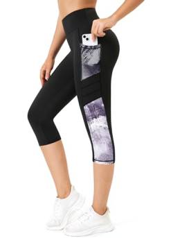 Tuspryt 3/4 Sporthose Damen mit Taschen, Sport Leggings Damen 3/4 Damen Blickdicht Fitnesshose Laufhose S von Tuspryt