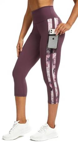 Tuspryt 3/4 Sporthose Damen mit Taschen, Sport Leggings Damen Damen Blickdicht Laufhose,Sporthose Yogahosen 3/4 Trainingshose L von Tuspryt