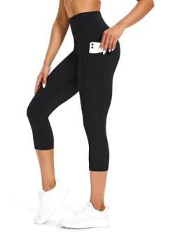 Tuspryt 3/4 Sporthose Damen mit Taschen, Sport Leggings Damen Damen Blickdicht Laufhose,Sporthose Yogahosen 3/4 Trainingshose XS von Tuspryt