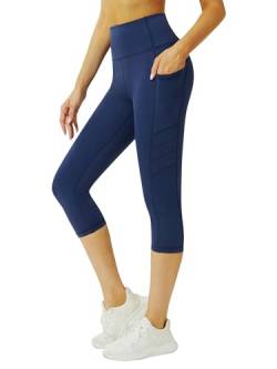 Tuspryt 3/4 Sporthose Damen mit Taschen, sportleggins Damen 3/4 Damen Blickdicht Fitnesshose Laufhose M von Tuspryt