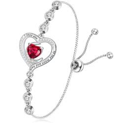 Tusuzik Armband Silber 925 Damen，Herz Edelstein Armband，Schmuck Damen Geburtstag Weihnachten Valentinstag Jahrestag Geschenke für Frauen Ehefrau Freundin Mutter Freunde von Tusuzik