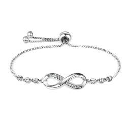 Tusuzik Geschenk für Frauen Weihnachten,Armbänder Damen 925 Sterling Silber Funkeln Kubisches Zirkonia Kuss Armband Akzent Unendlichkeit für Immer Armbänder für Damen von Tusuzik