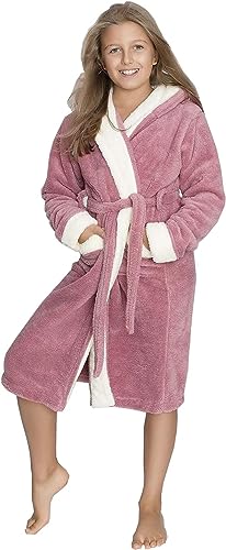 Tuva Home Warmer Bademantel für Jungen und Mädchen, Kinderbademantel Weicher Dicker Morgenmantel für Kinder Dunkelblau Rosa Größen 6-16 Jahre (146-152 cm, Rosa) von Tuva Home