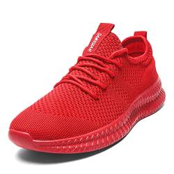 Tvtaop Herren Schuhe Sneaker Laufschuhe Turnschuhe Straßenlaufschuhe rutschfest Leichtgewichts Atmungsaktiv Walkingschuhe Outdoor Joggingschuhe Sportschuhe Freizeitschuhe,Rot 40 EU von Tvtaop