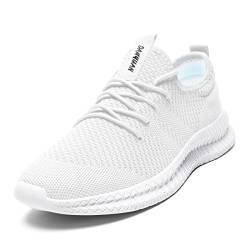 Tvtaop Herren Schuhe Sneaker Laufschuhe Turnschuhe Tennisschuhe rutschfest Leichtgewichts Atmungsaktiv Outdoor Straßenlaufschuhe Joggingschuhe Freizeitschuhe,Weiß 42 EU von Tvtaop