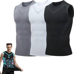 Twaynorb 2023 New Version Ionic Shaping Vest Men, Comfortable and Breathable Ice-Silk Fabric for Men to Build a Perfect Body (Black+White+Gray,Large) von Twaynorb