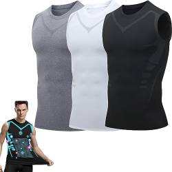 Twaynorb 2023 New Version Ionic Shaping Vest Men, Comfortable and Breathable Ice-Silk Fabric for Men to Build a Perfect Body (Black+White+Gray,Medium) von Twaynorb