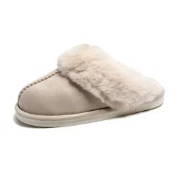 Damen Herren Winter Warme Plüsch Pantoffeln Faux Pelz Slipper Indoor Outdoor Pantoletten Fell Weiche Rutschfeste Schuhe Mit Super Qualität Unisex Kuschelhausschuhe Flauschig Hausschuhe weiß 38-39EU von Twinice