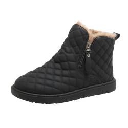 Twinice Damen Stiefeletten Plateau Boots Warm Gefüttert Profilsohle schwarz 38EU von Twinice