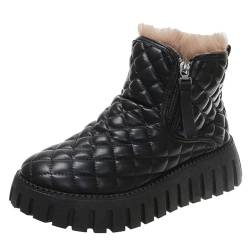 Twinice Damen Stiefeletten Plateau Boots Warm Gefüttert Profilsohle schwarz 38EU von Twinice