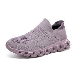 Twinice Laufschuhe Damen Luftpolster Atmungsaktiv Sportschuhe Turnschuhe rutschfeste Leichtgewichts Straßenlaufschuhe Sneaker Joggingschuhe Walkingschuhe Fitness Lila 39EU von Twinice