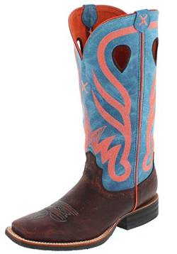 Twisted X Boots Damen Cowboy Stiefel 1761 Ruff Stock Westernreitstiefel Lederstiefel Braun 38.5 EU von Twisted X