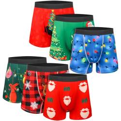 Twistover 6 Stück Weihnachtsunterwäsche mit Box, weiche Weihnachts-Boxershorts für Männer, bequem, lustige Unterwäsche für Männer, Urlaub, Gag, Geschenke, keine Knopfleiste, 3D-Slip, Höschen für von Twistover