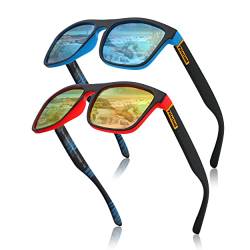 Two Horizons Sonnenbrille Herren Polarisiert | 2er Set Polarisierte Sonnenbrille | 100% UV-Schutz | Retro-Design | Ideal für Outdoor-Aktivitäten | Mit Etui und Mikrofaser-Beutel | Sonnenbrille Damen von Two Horizons