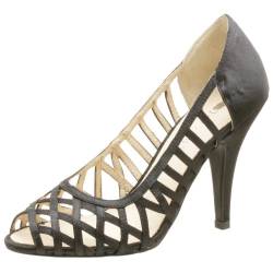 Two Lips Damen Christina Peep-Toe Pumps, Black Satin, 34 EU von Two Lips