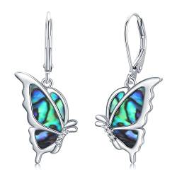 Schmetterlings Ohrringe 925 Sterling Silber Hypoallergene Abalone Tier Tropfen Ohrringe Schmetterling Schmuck Geschenke für Frauen Mädchen Kinder von TwoAnts