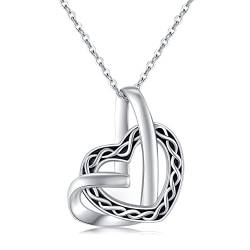 TwoAnts Herz Kette 925 Sterling Silber Keltischer Knoten Anhänger Halskette Irischer Schmuck Amulett Geschenk Frauen Männer von TwoAnts