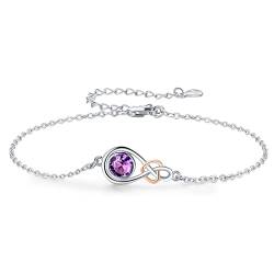 TwoAnts Infinity Armband Damen 925 Sterling Silber Unendlichkeit Herz Verstellbar Februar Geburtsstein Armbänder Valentinstag Muttertag Geburtstags Weihnachten Geschenk für Mädchen von TwoAnts