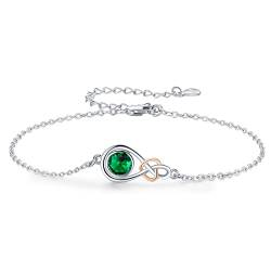 TwoAnts Infinity Armband Damen 925 Sterling Silber Unendlichkeit Herz Verstellbar Mai Geburtsstein Charms Armbänder Valentinstag Muttertag Geburtstags Weihnachten Geschenk für Mädchen von TwoAnts