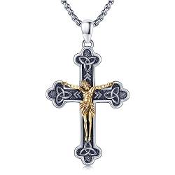 TwoAnts Jesus Kreuz Kette 925er Sterling Silber Religiöses Amulett Glaube Anhänger Halskette Christlicher Schmuck Geschenke für Herren Damen von TwoAnts
