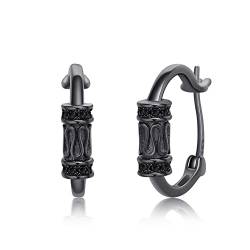 Wikinger Ohrringe Herren 925er Sterling Silber Schwarze Creolen Huggie Ohrringe Punk Gothic Ohrringe Wikinger Schmuck Geschenke für Damen von TwoAnts