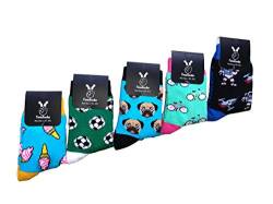 TwoSocks Lustige bunte Kindersocken Jungen Mädchen witzige Strümpfe als Geschenk, atmungsaktiv Einheitsgröße 25-33 (Hund) von TwoSocks