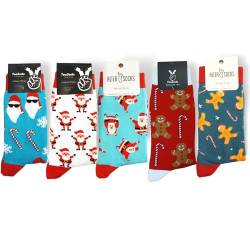 TwoSocks Weihnachtsmann Socken Herren & Damen lustige und witzige Strümpfe als Geschenk, Baumwolle, Einheitsgröße (Santa + Lebkuchen) von TwoSocks