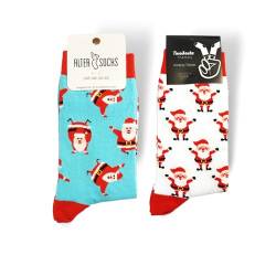 TwoSocks Weihnachtsmann Socken Herren & Damen lustige und witzige Strümpfe als Geschenk, Baumwolle, Einheitsgröße (Santa + Santa) von TwoSocks