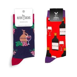 TwoSocks Weihnachtsmann Socken Herren & Damen lustige und witzige Strümpfe als Geschenk, Baumwolle, Einheitsgröße (Wein Liebe) von TwoSocks