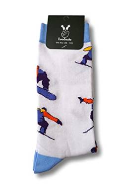 TwoSocks Weihnachtssocken Snowboard Socken| Damen&Herren | Socken Weihnachten Baumwolle Einheitsgröße von TwoSocks